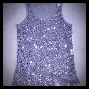Silver sequin tank top Cherokee size medium girls
